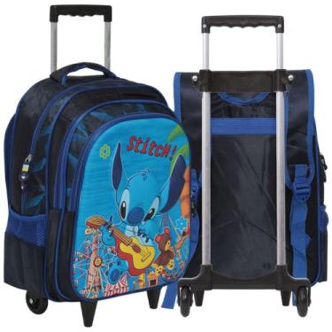 Imagem de Mochila Infantil Rodinha Stitch Creche Passeio Resistente - Plike