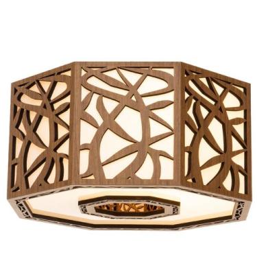 Imagem de Luminária Decorativa Madeira Plafon  Copacabana Octa 35cm - CREATUS, F