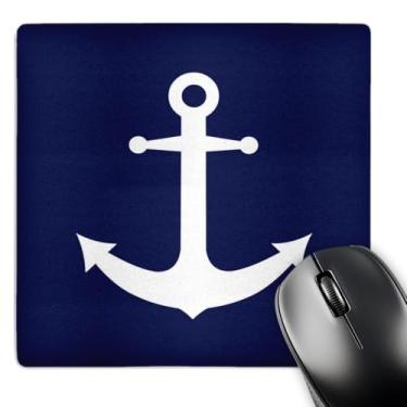 Imagem de 3dRose Mouse pad LLC 20 x 20 x 0,25 polegadas, design de âncora náutica azul marinho e branco (mp_165798_1)