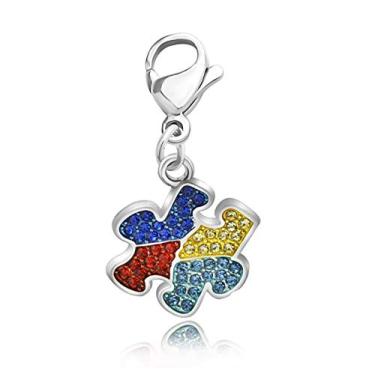 Imagem de Colar de peça de quebra-cabeça Chooro com pingente de fita de esperança, joia de conscientização para o autismo mãe/autismo professora/garota autista