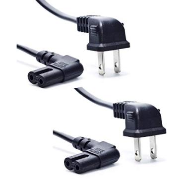 Imagem de Cabo de alimentação de TV de ângulo reto, pacote com 2 pés 18AWG ângulo de 90 graus 2 slots para cabo de alimentação C7 em formato de L para Samsung Philips Toshiba LG Sony Sharp Panasonic Vizio LED Flat TV Sky Box, Sky Plus+ caixa HD