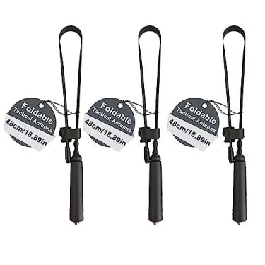 Imagem de BAOFENG Antena tática dobrável UV-5R para rádio bidirecional GMRS 48 cm/18,8 polegadas banda dupla VHF UHF SMA-fêmea portátil de longo alcance compatível com BF-F8HP UV-82HP DM-1701 (3 pacotes)