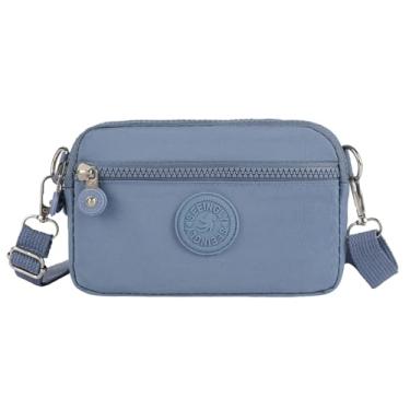 Imagem de ERJUR Bolsa transversal sobre o ombro para mulheres, bolsa de troca de capacidade tripla com alça longa, Azul claro