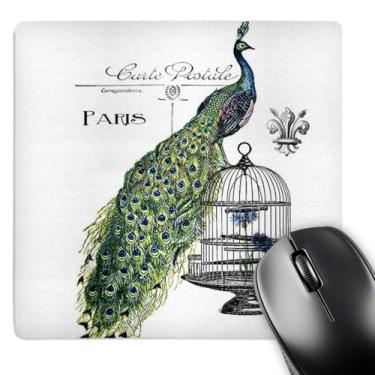 Imagem de 3dRose Mouse pad LLC 20,3 x 20,3 x 0,63 cm, pavão na gaiola de pássaro de Paris (mp_178821_1)
