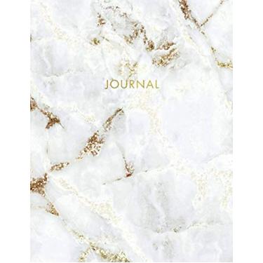 Imagem de Journal: White Quartz Marble and Faux Rose Gold Glitter - Dotted Bullet Grid Journal (8.5 x 11 inches) - 120 Dot Pages