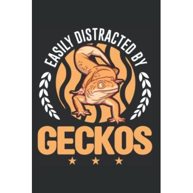 Imagem de Notebook With Gecko: Easily distracted by Geckos Leopard Gecko / 6x9 Inches / 120 graph Sites