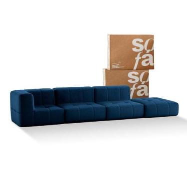Imagem de Sofá 3 lugares Modular com Apoio Puff  Sofá na Caixa em Boucle com 4 M