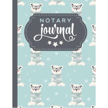 Imagem de Notary Journal: 8.5x11 Large Notarial Logbook/With 200 Numbered Pages - Two Record Logs Per Page / 400 Records/Ledger Book Gift For Signing Agents/Polar Bear in Winter Scarf on Pastel Blue