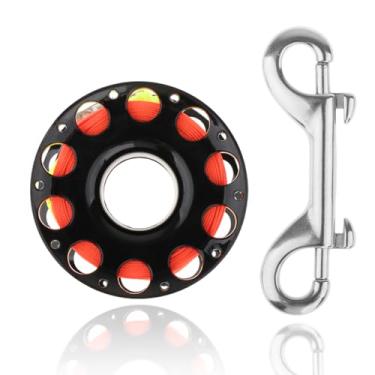 Imagem de Fiozinx Carretel de mergulho de 100 pés, carretel de dedo grande com parafuso de ponta dupla, clipe de pressão para mergulho subaquático, snorkeling, pesca submarina
