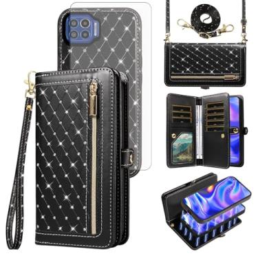Imagem de Capa de celular para Moto One 5G/One5G UW/Moto G G5 Plus com zíper carteira destacável com protetor de tela alça transversal Bling Flip suporte para cartão de crédito Motorola One Lite XT2075-1