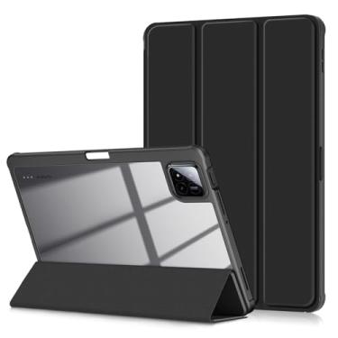 Imagem de Xuanbeier Capa compatível com Xiaomi Pad 7/7 Pro 28.4 cm 2024, proteção fina contra quedas, dobra tripla com parte traseira rígida transparente e suporte para caneta, capa inteligente com suporte para
