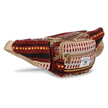 Imagem de Pochete de cânhamo, pochete de cânhamo, cintura ajustável e vários bolsos, bolsa de cintura, Marrom - Multicolorido, Large, Cinto