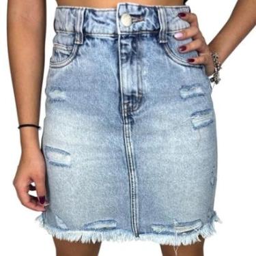 Imagem de Saia Jeans Feminina Cintura Média Enfim Destroyed-Feminino