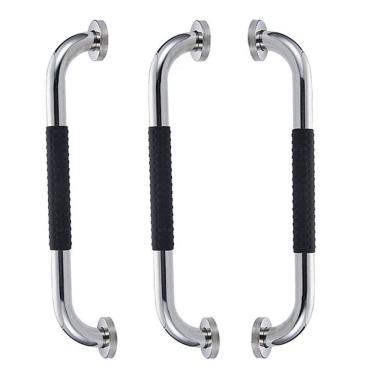 Imagem de Barra de Apoio Inox 30cm Suporte Antiderrapante Acessibilidade Kit 3 unidades Idoso Gestante Criança Cadeirante Banheiro Box Casa Segurança