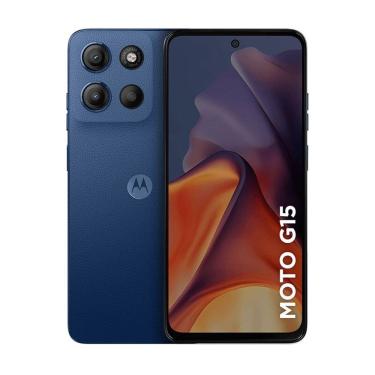 Imagem de Smartphone Motorola Moto G15 128GB - Azul Escuro, 12GB (4GB RAM + 8GB RAM Boost), Câmera 50MP, Selfie 8MP e Tela 6,7&quot;
