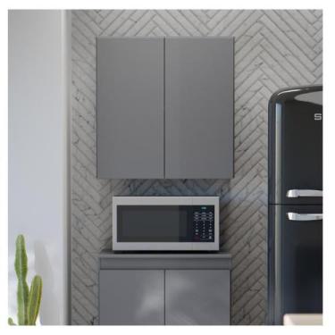 Imagem de Armário Suspenso Estiloso Parede Industrial 2 Portas Madeira - EJ MOVE