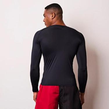 Imagem de Rash Guard Compressão Lisa Jiu jitsu Nogui Manga LongaPreto/Liso - Mov