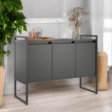 Imagem de Aparador Industrial 3 Portas - CasaH, Preto Onix