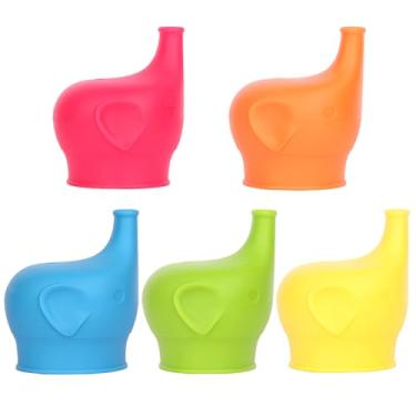 Imagem de Pacote com 5 tampas de copo de silicone, esticáveis para converter copos infantis ou infantis em copos de bico macio, tampas de silicone reutilizáveis para copos