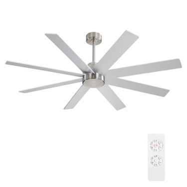 Imagem de WINGBO Ventiladores De Teto Grandes De 72" Cc Sem Luzes, 3 Hastes De Descida, 8 Lâminas De Compensado, Motor Cc Reversível De 6 Velocidades, Ventilador De Teto Interno Sem Luzes Para Quarto, Sala De