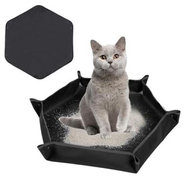 Imagem de Poochies Sprouts Caixa de areia dobrável para gatos, bandeja de areia de viagem para gatos, almofada de armadilha impermeável e resistente à urina, caixa de areia portátil para gatos, 75 cm