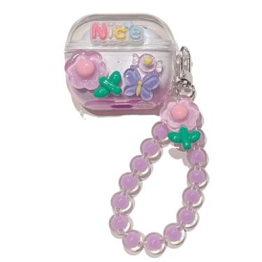 Imagem de QYFZXLV Capa de fone de ouvido para Samsung Galaxy Buds 3 e Buds 3 Pro, capa protetora à prova de choque, capa macia para meninas e mulheres (roxa)