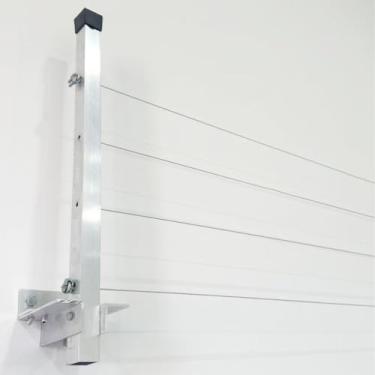 Imagem de Varal Alumínio Reforçado Retrátil De Parede Para Roupas Suporta Até 80kgVaral de Parede Muro Dobrável retrátil Mão Francesa cabo aço 500cm*50cm(Alumínio Branco)