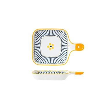 Imagem de Conjunto de tigela e prato personalizados de estilo japonês, utensílios de mesa de cerâmica para casal - assadeira de 23 cm com alça única - cereja no topo do bolo