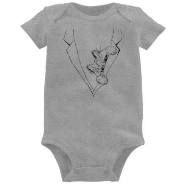 Imagem de Body Bebê Gato no terno - Foca na Moda, Cinza, G