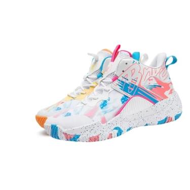 Imagem de Novetra Tênis de basquete masculino de cano alto - Design estampado elegante com tração e suporte superiores(Two Tone,34 BR)