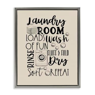 Imagem de Stupell Industries Laundry Phrases Mixed Typography Gray Floater Framed Canvas Wall Art Design por Daniela Santiago, 17 x 21