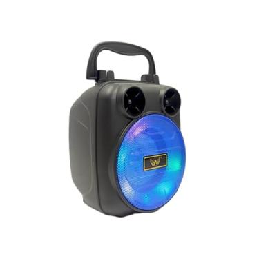 Imagem de Caixa de Som Bluetooth Portátil, 10W, LED Multicolorido, Rádio FM, Bateria 500mAh, Entrada USB (Azul)