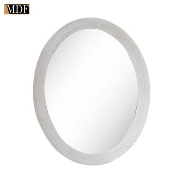 Imagem de Espelho Oval com Moldura Multiuso 31x40 Mdf Madeira Decorada - ATACADÃ
