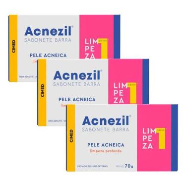 Imagem de Kit c/3 und Acnezil Sabonete em Barra 70g Pele Acneica - CIMED