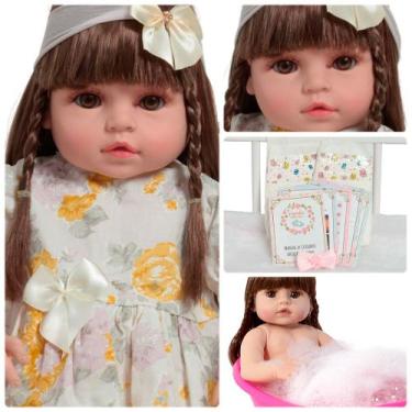 Imagem de Boneca Reborn Recém Nascida Fofinha 46cm Pode Dar Banho - Cegonha Rebo