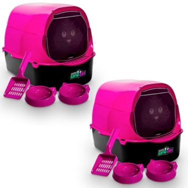 Imagem de 2 Banheiro Sandbox Fechada Caixa Areia para Gato Grande - Jelplast (Rosa)