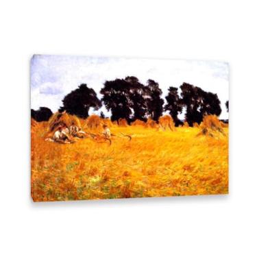 Imagem de Reprodução de pinturas famosas impressões abstratas em tela arte Reapers Resting in a Wheat Field Canvas Wall Art para decoração de casa e escritório 50x70 cm (50.8x71.1 cm) emoldurada