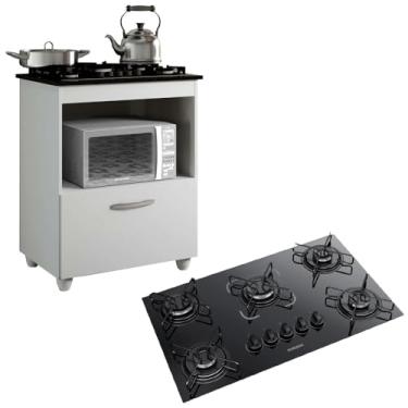 Imagem de Kit Balcão e Fogão Cooktop 5 Bocas Itatiaia Com 1 Porta Branco