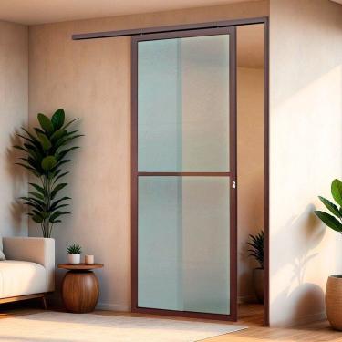 Imagem de Porta de Correr Suspensa 210cm X 70cm Vidrao Esq L.25 Brimak Corten
