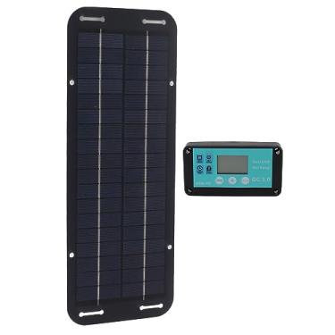 Imagem de Painel Solar Portátil de 20W, MPPT Preto Conjunto de Controladores à Prova d'água Painéis de Design Compactos Bateria de Kit de Carro para Acampar