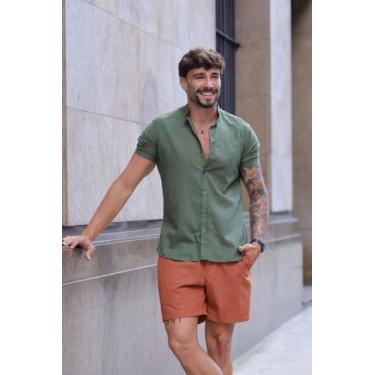 Imagem de Camisa masculina gola padre manga curta algodão - LIFESTYLE, Verde, M
