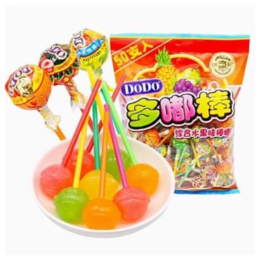 Imagem de Pirulitos, sabor misto de frutas com adição de suco delicioso. Rico em aroma de frutas, agridoce. Lanche ideal para festa e presente de festival infantil. 475 g (pacote com 50) 475 g