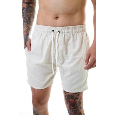 Imagem de Short Masculino Bermuda Linho Casual Mauricinho Moda Praia Piscina Com