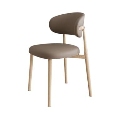 Imagem de Cadeira de jantar moderna com design ergonômico e recursos de conforto ([couro cáqui] moldura de aço carbono cor tronco)