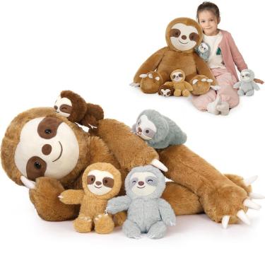 Imagem de Conjunto de bichos de pelúcia MaoGolan Sloth de 56 cm com bebês