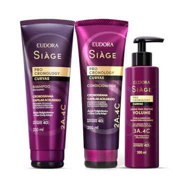 Imagem de Combo Siàge Pro Cronology Curvas: Shampoo 250ml + Condicionador 250ml + Creme para Pentear Volume 300ml