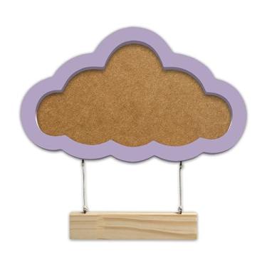 Imagem de Porta Maternidade Para Amigurumi Em Mdf Colorido Moldura Nuvem Com Plaquinha Cor:LAVANDA;Tamanho:17,5x30,8 cm