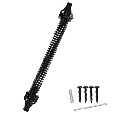 Imagem de Ferragens de mola de porta de fechamento automático de 25,4 cm para madeira e cerca de vinil com ferramenta ajustável, aço, preto