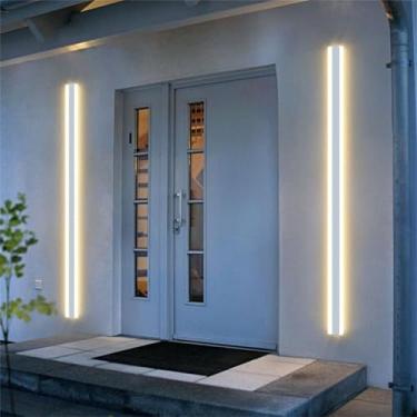 Imagem de Luminária de parede LED moderna para jardim, arandelas de parede brancas, faixa longa externa, IP65, à prova d'água, luz de parede interna, luzes decorativas para porta da frente, iluminação