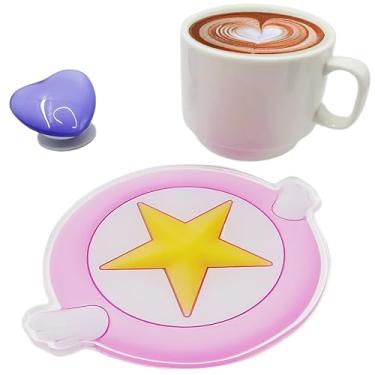 Imagem de Linda estrela mágica de acrílico com porta-copos de asas de anjo – suporte de bebida para decoração de casa e escritório, acessório de mesa, bandeja de joias, proteção de mesa, presente para mulheres